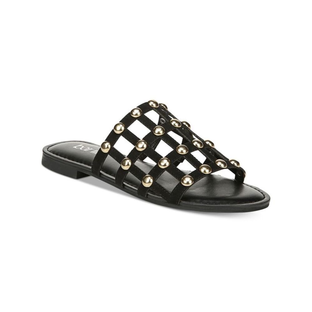 NWT BAR III Womens Black 1/2 Heel Caged Pecanna Slip On Slide Sandals 7.5 M